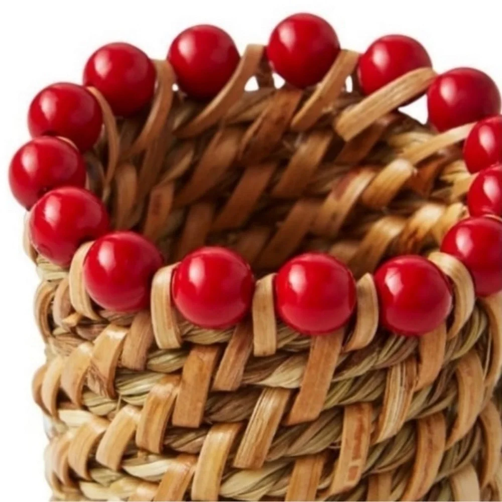 Beaded Rattan Napkin Rings Set of 8 / 2 Boxes Pioneer Woman New boho bohemian